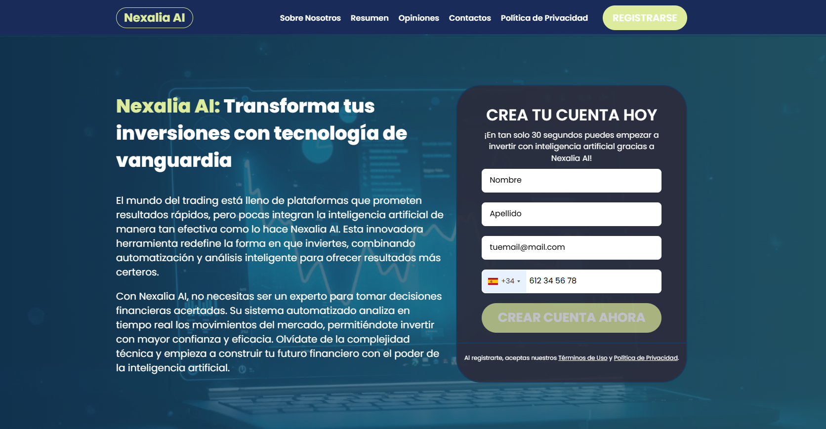 Nexalia AI plataforma de trading con IA
